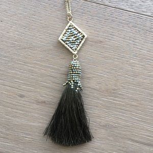 Olive green tassel necklace